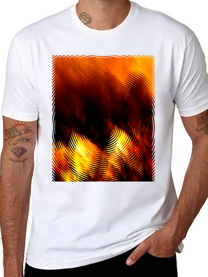 Fiery Abstract Ripple Print Black T-Shirt
