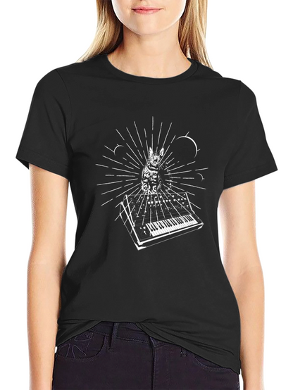 Cat Keyboardist Graphic Tee