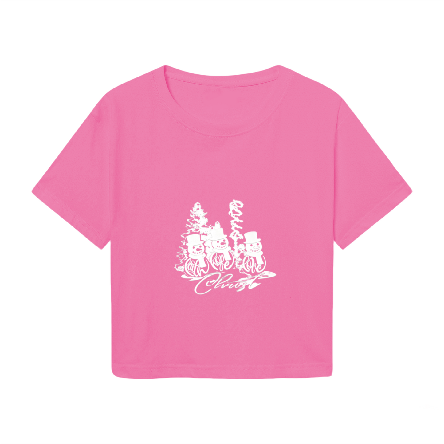 Funny Snowman Family Christmas Holiday Crop T?Shirt
