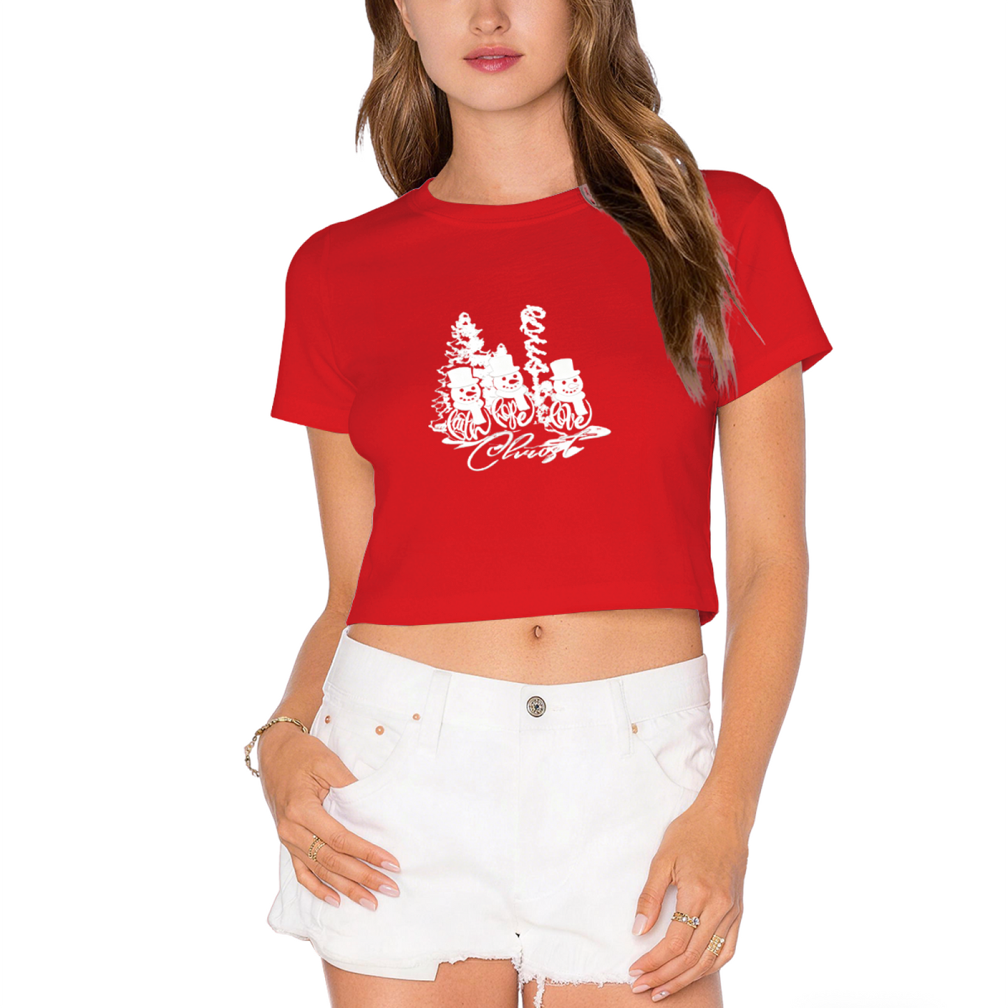 Funny Snowman Family Christmas Holiday Crop T?Shirt