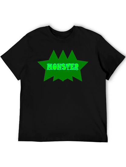 Monster Graphic Tee - Black Cotton T-Shirt