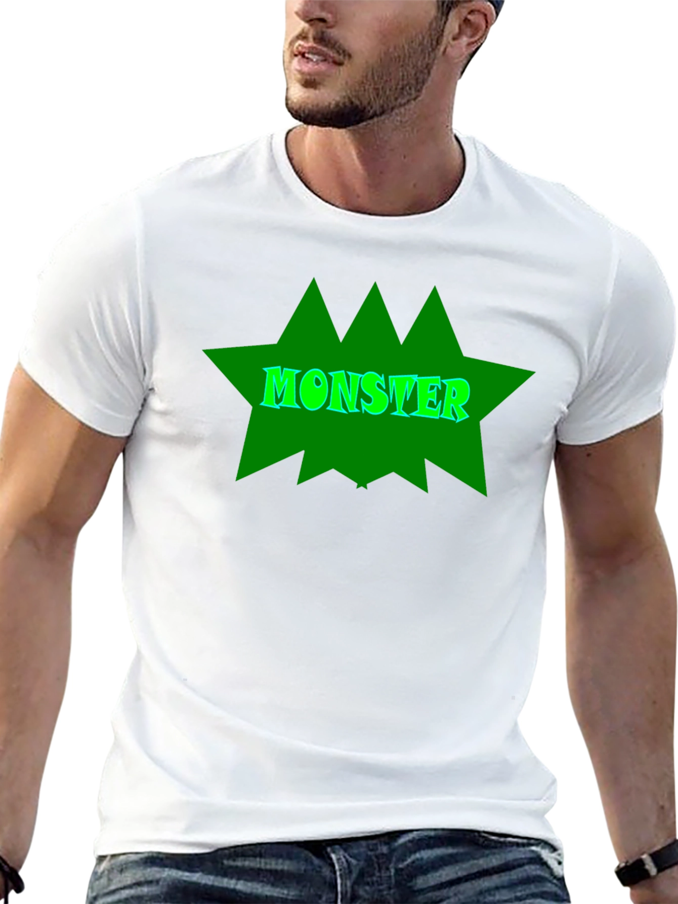 Monster Graphic Tee - Black Cotton T-Shirt