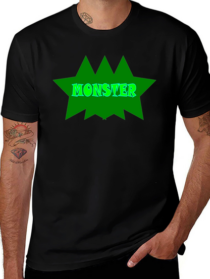 Monster Graphic Tee - Black Cotton T-Shirt