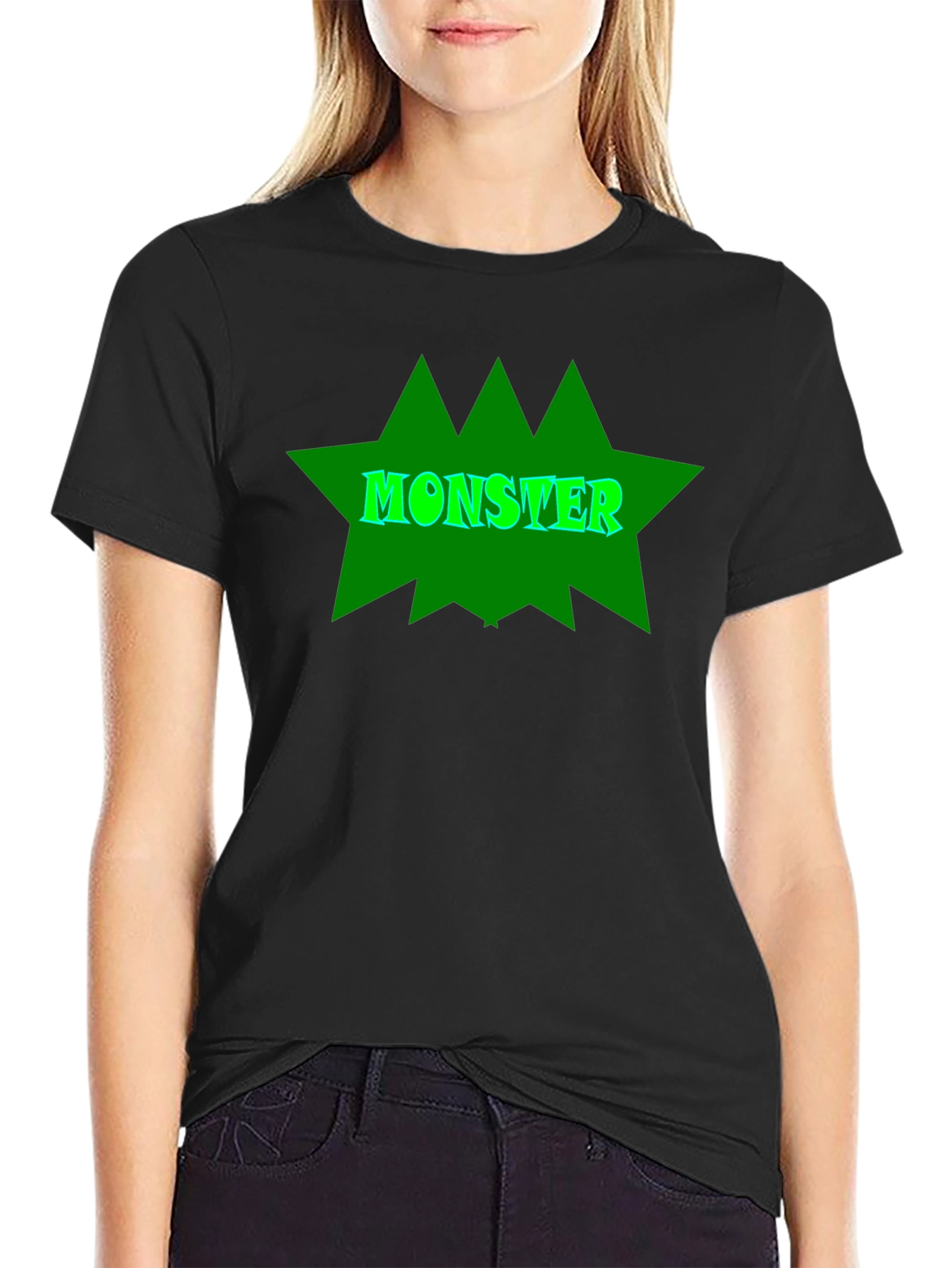 Monster Graphic Tee - Black Cotton T-Shirt