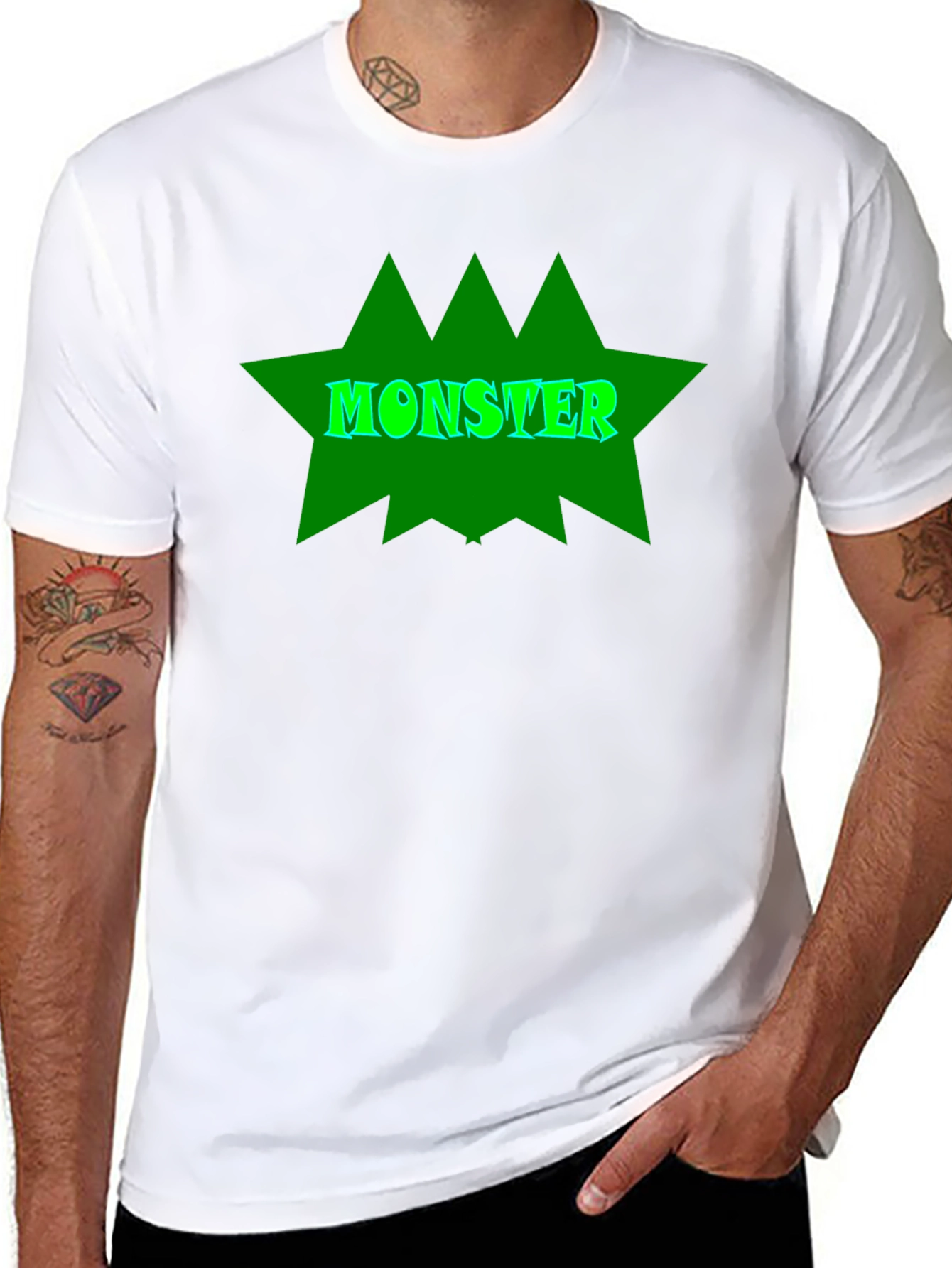 Monster Graphic Tee - Black Cotton T-Shirt