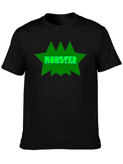Monster Graphic Tee - Black Cotton T-Shirt