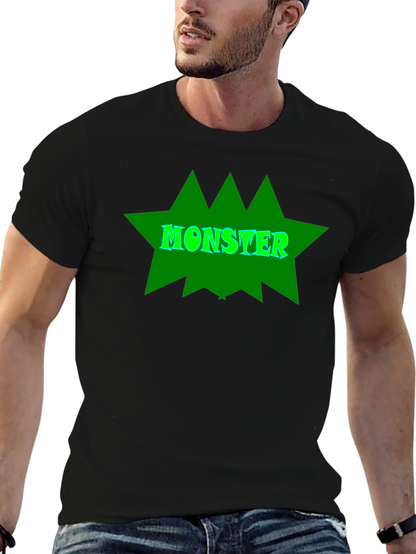 Monster Graphic Tee - Black Cotton T-Shirt