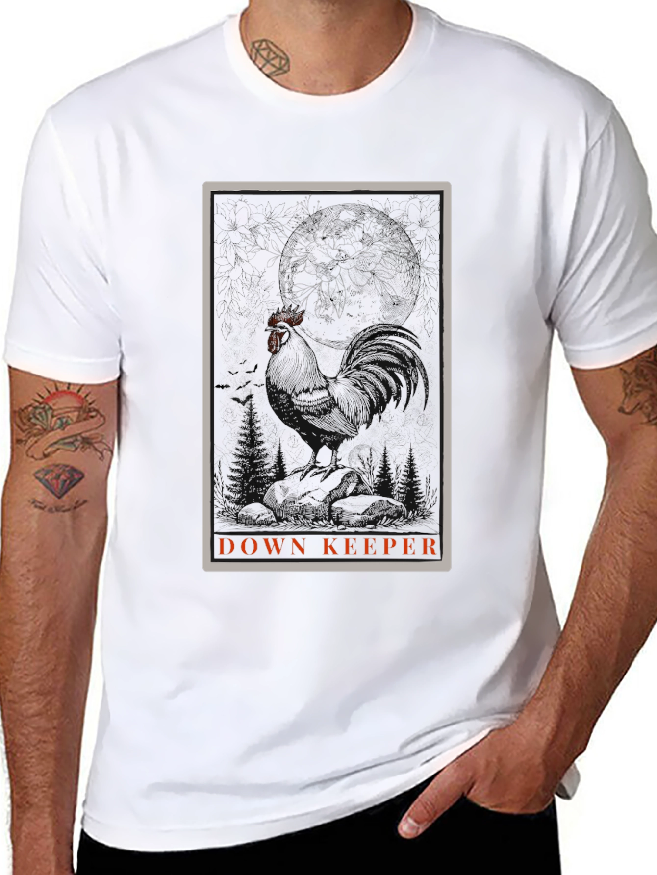 Down Keeper Graphic Tee - Black Cotton Blend
