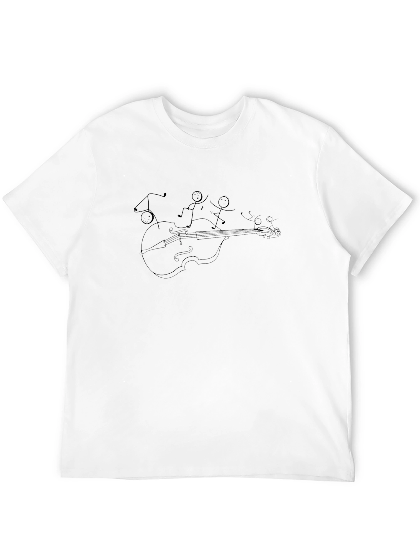 Musician Stick Figures on Cello Black Tee