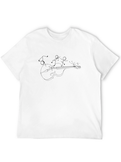 Musician Stick Figures on Cello Black Tee
