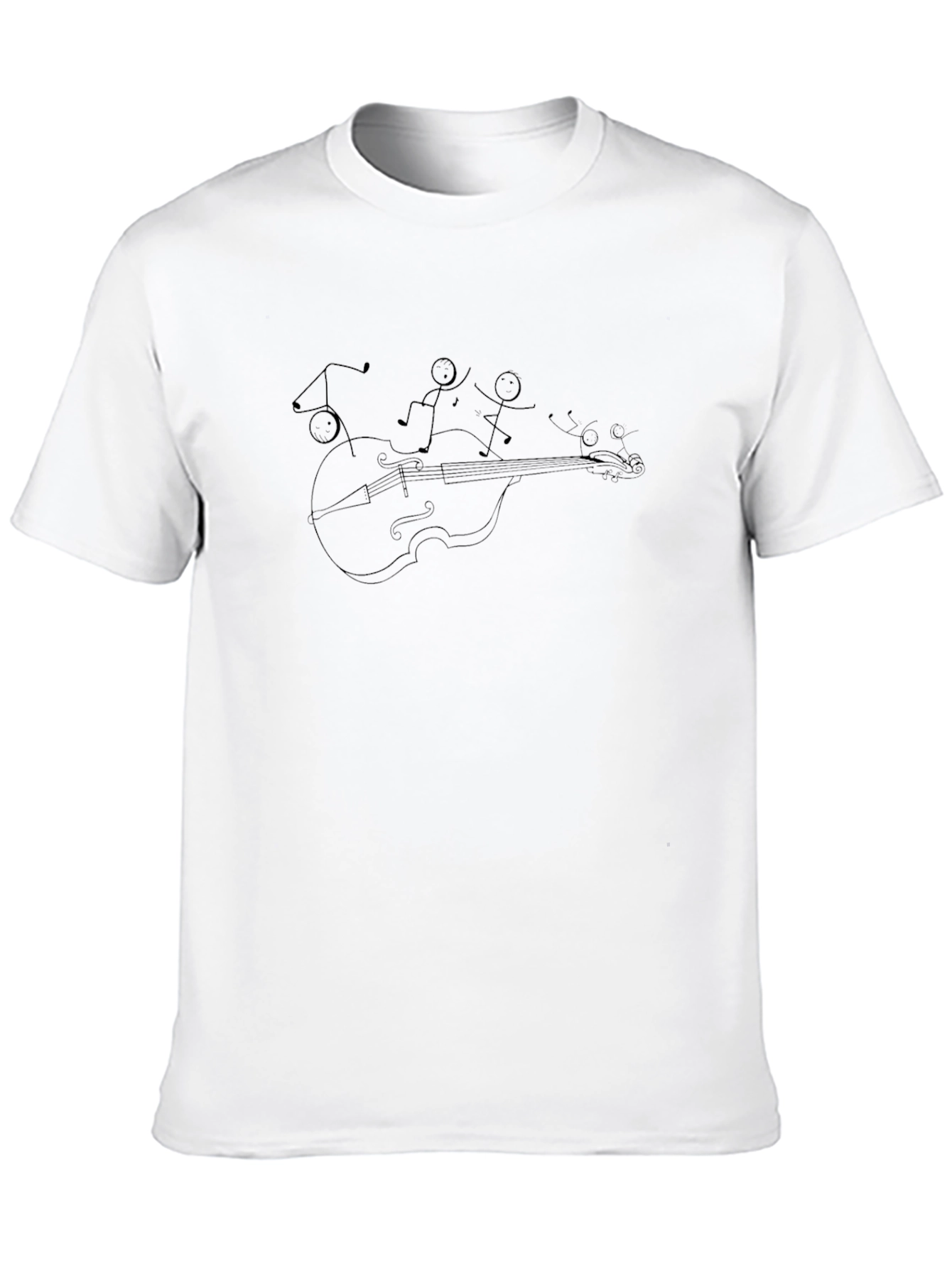 Musician Stick Figures on Cello Black Tee