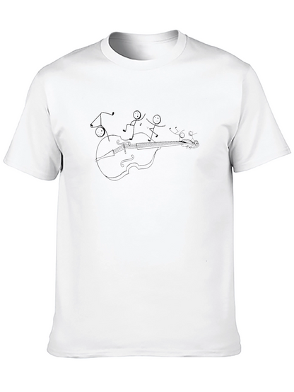 Musician Stick Figures on Cello Black Tee