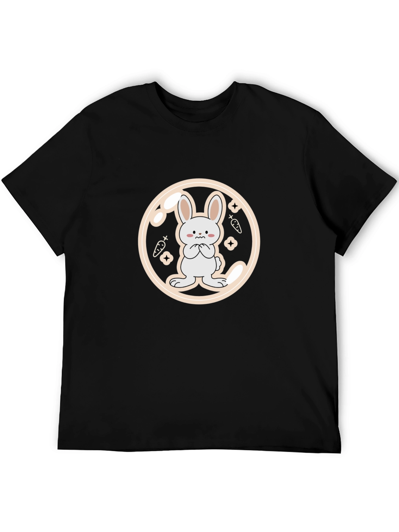 Cute Bunny Graphic Tee - Black