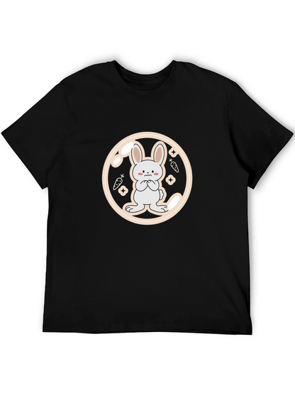 Cute Bunny Graphic Tee - Black