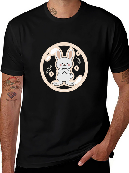 Cute Bunny Graphic Tee - Black