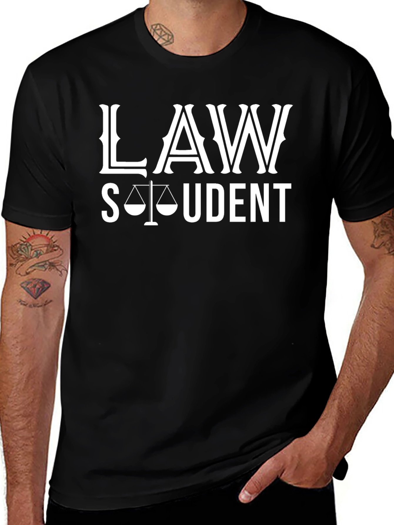 Law Student Graphic Tee - Black Cotton Blend