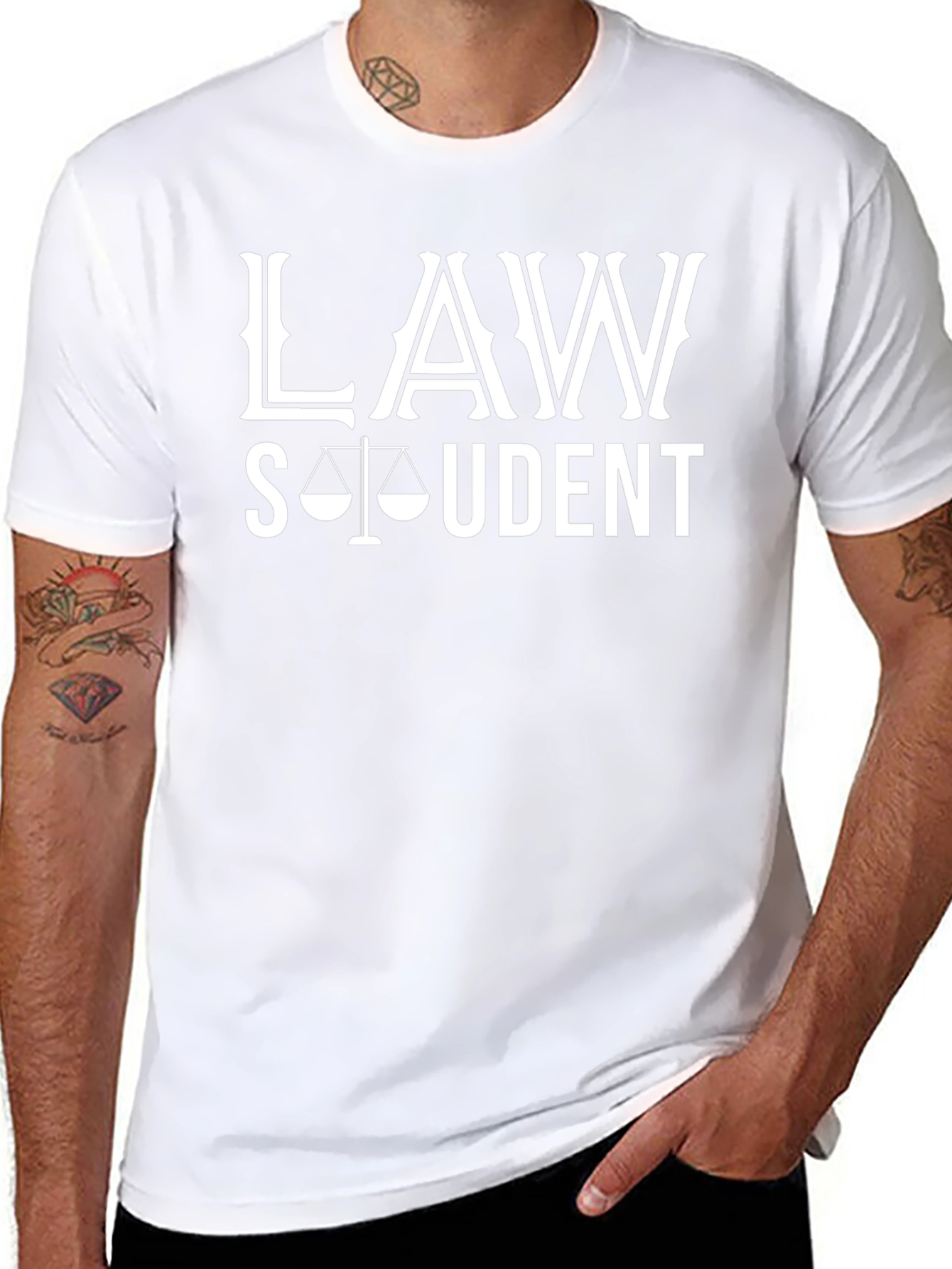 Law Student Graphic Tee - Black Cotton Blend