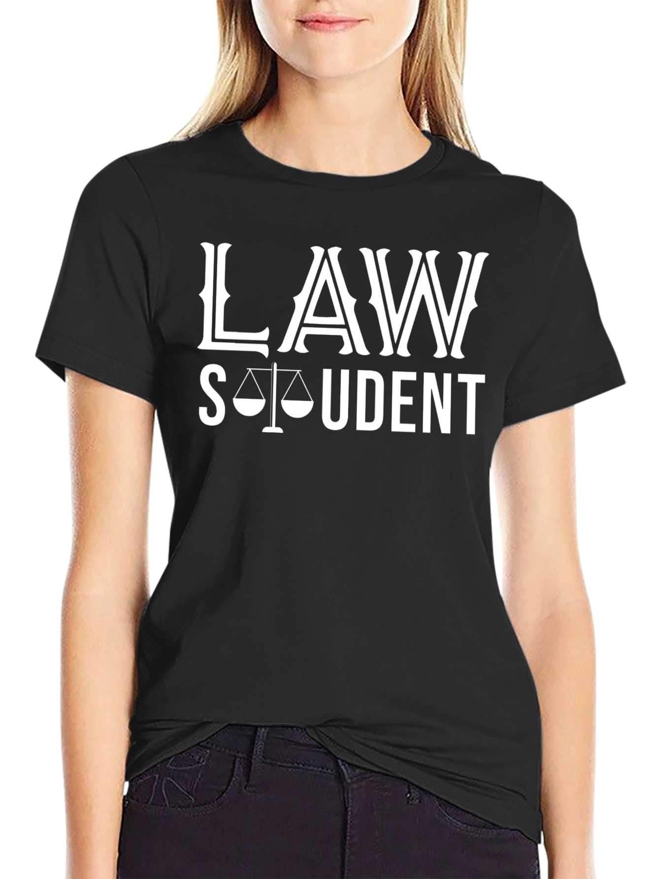 Law Student Graphic Tee - Black Cotton Blend