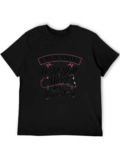 Mom Nurse Superhero Black T-Shirt