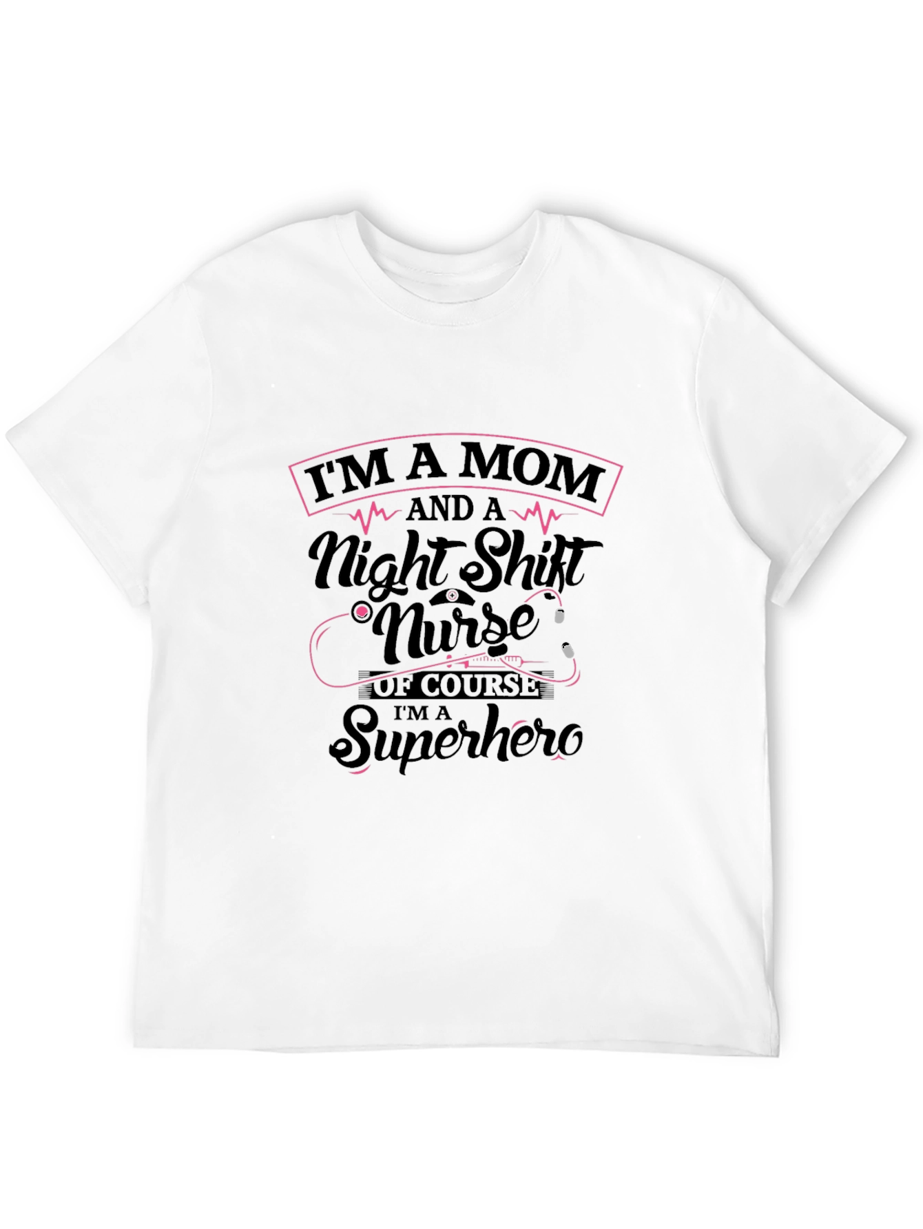 Mom Nurse Superhero Black T-Shirt
