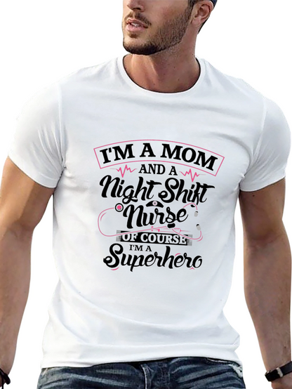 Mom Nurse Superhero Black T-Shirt