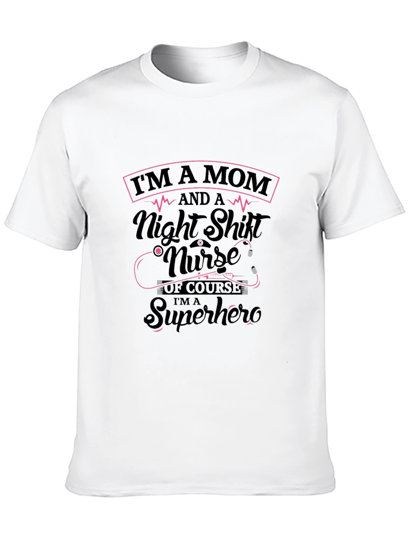 Mom Nurse Superhero Black T-Shirt