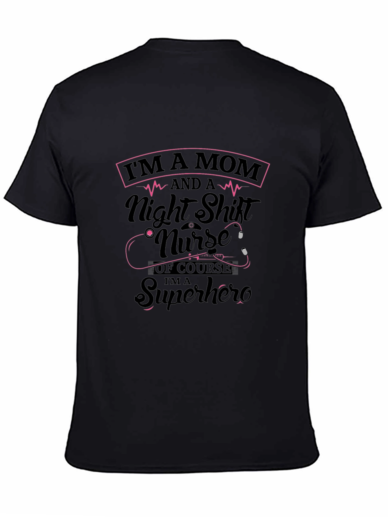 Mom Nurse Superhero Black T-Shirt