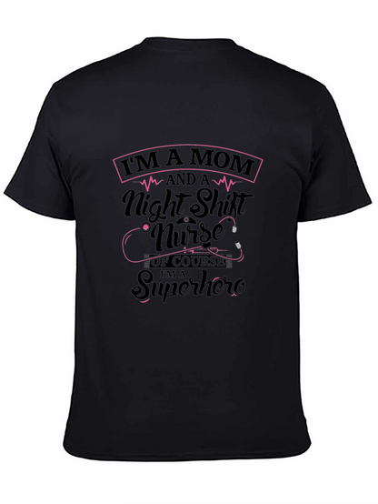 Mom Nurse Superhero Black T-Shirt
