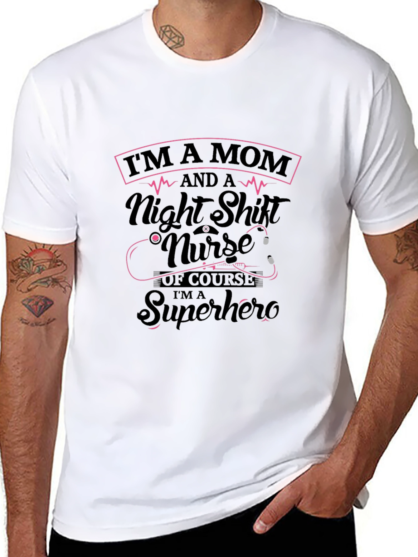 Mom Nurse Superhero Black T-Shirt