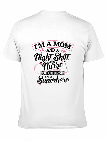 Mom Nurse Superhero Black T-Shirt