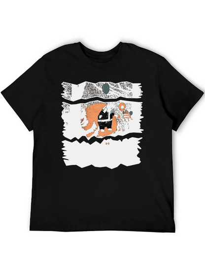 Unique Graphic Print Black Cotton Blend Casual T-Shirt