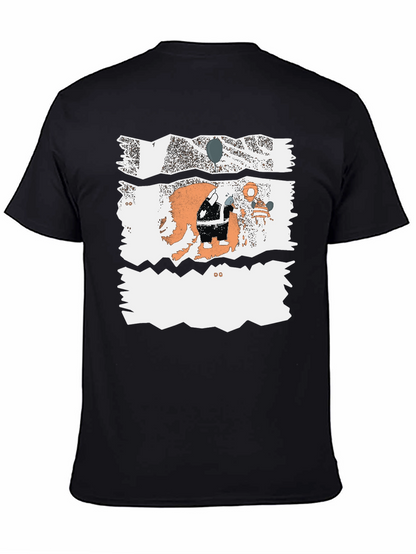 Unique Graphic Print Black Cotton Blend Casual T-Shirt