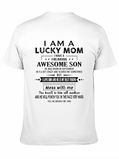 Lucky Mom T-Shirt - Awesome Son Design