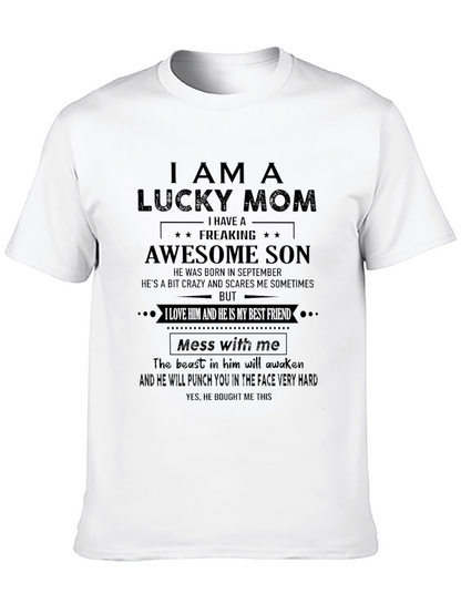 Lucky Mom T-Shirt - Awesome Son Design