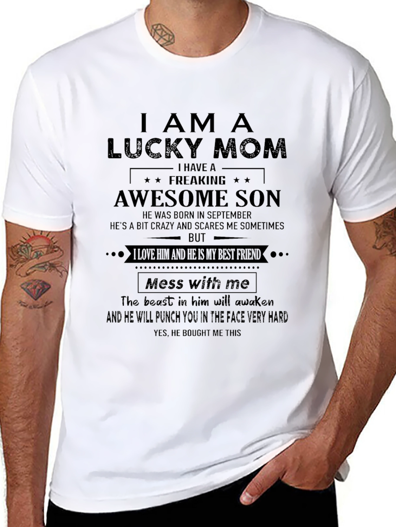 Lucky Mom T-Shirt - Awesome Son Design