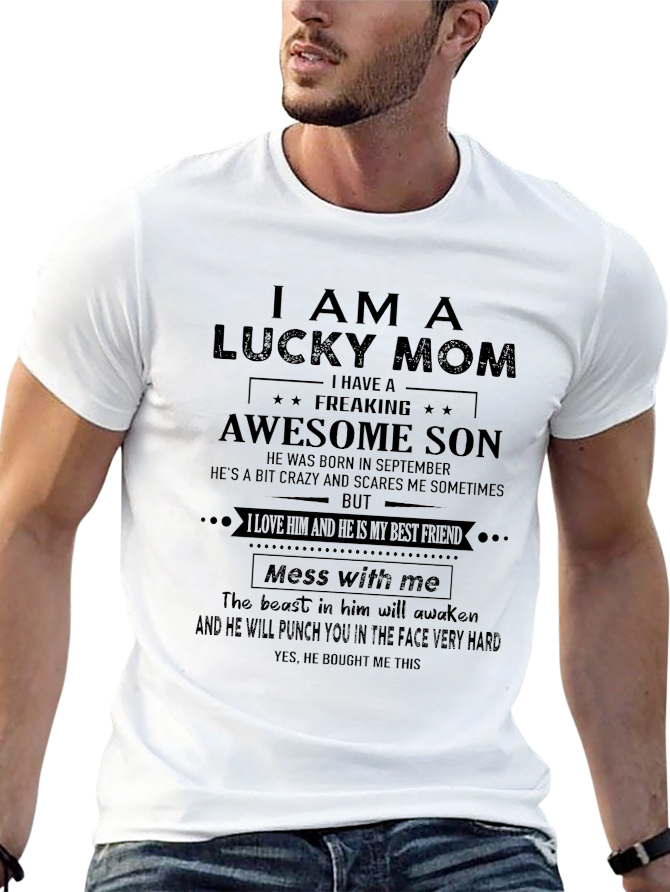 Lucky Mom T-Shirt - Awesome Son Design