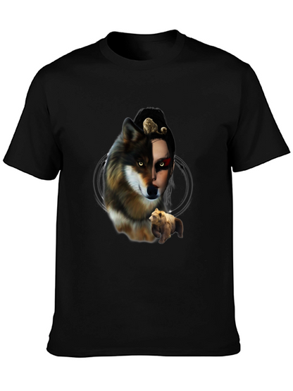 Wolf & Bear T-Shirt - Nature Inspired Graphic Tee