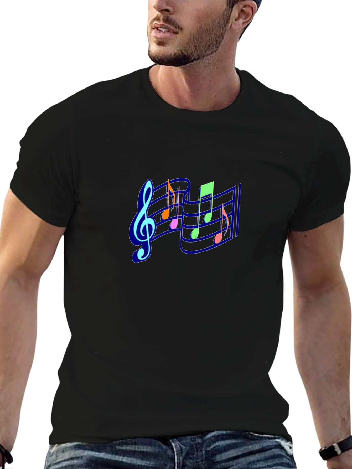 Musical Notes Black T-Shirt