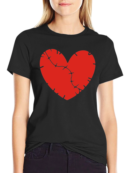 Mended Heart Graphic Tee - Black Cotton Comfort