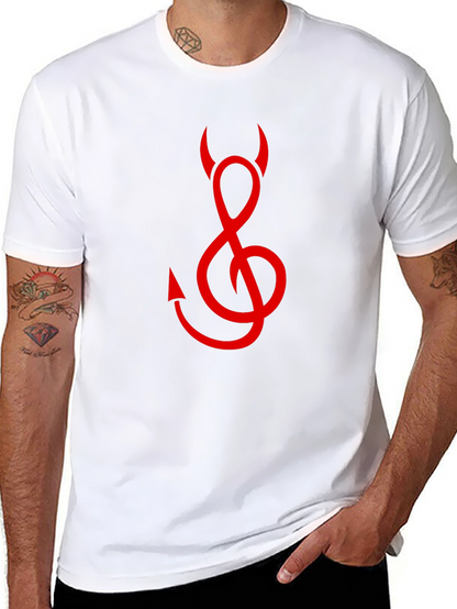 Devil Treble Clef Graphic Tee - Black Cotton