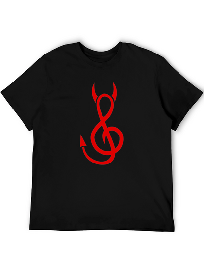 Devil Treble Clef Graphic Tee - Black Cotton