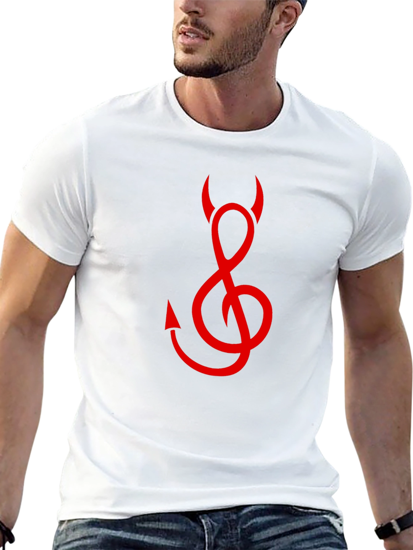 Devil Treble Clef Graphic Tee - Black Cotton
