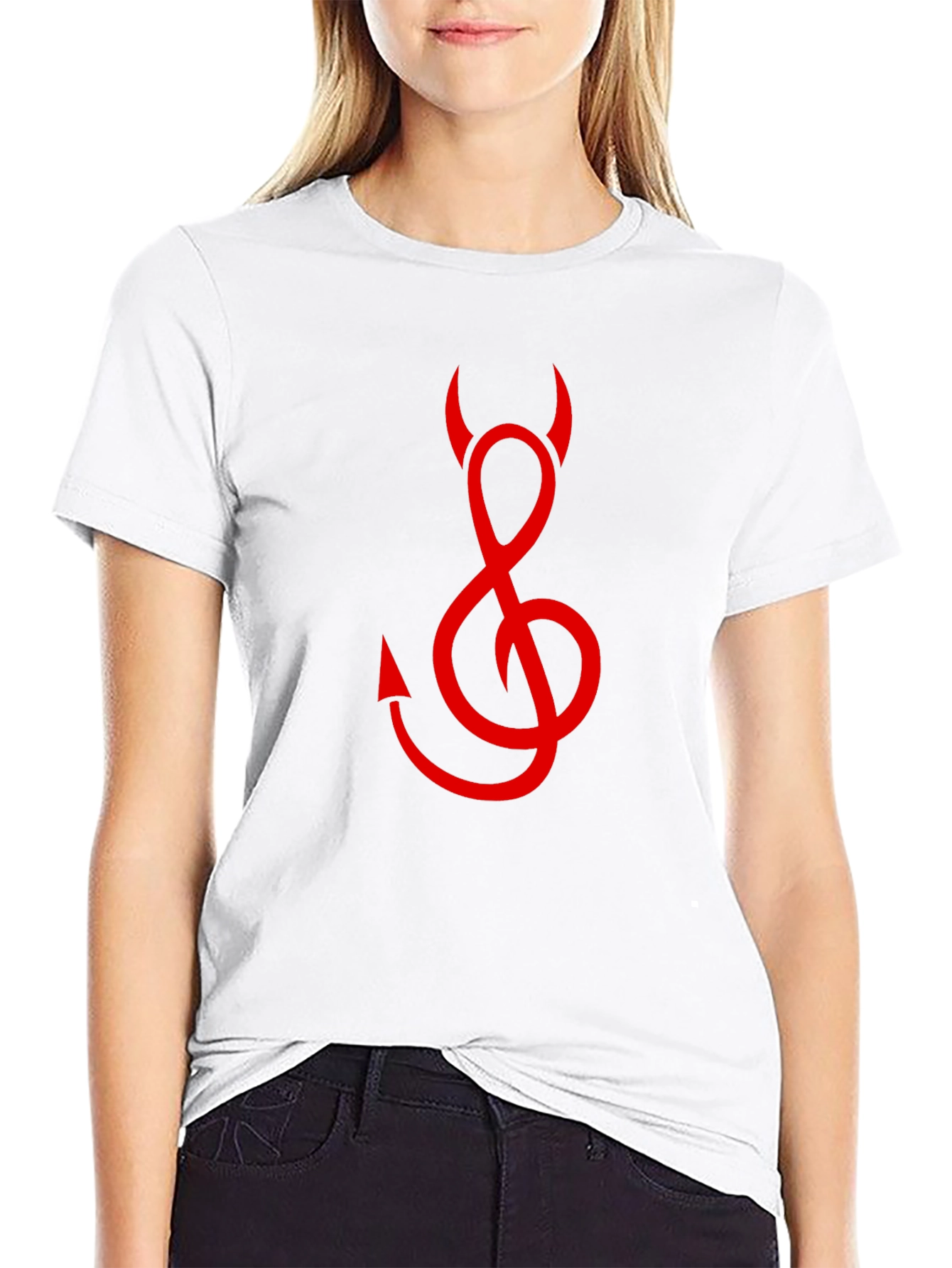 Devil Treble Clef Graphic Tee - Black Cotton