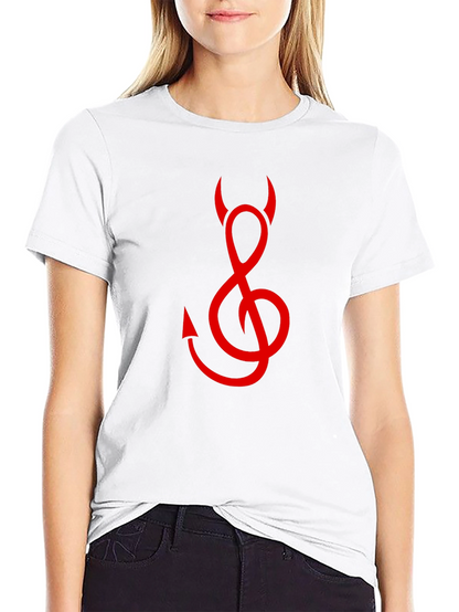 Devil Treble Clef Graphic Tee - Black Cotton