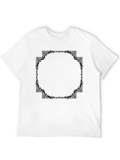 Elegant Black T-Shirt with Ornate Frame Design
