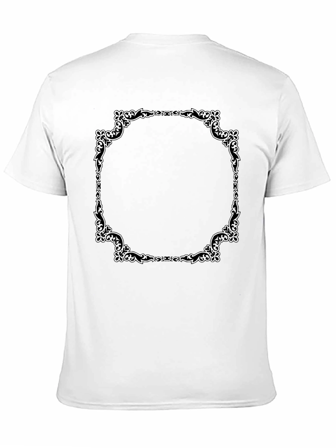 Elegant Black T-Shirt with Ornate Frame Design