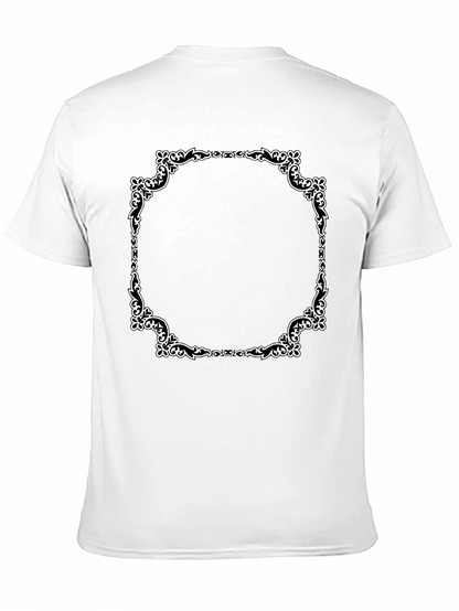 Elegant Black T-Shirt with Ornate Frame Design