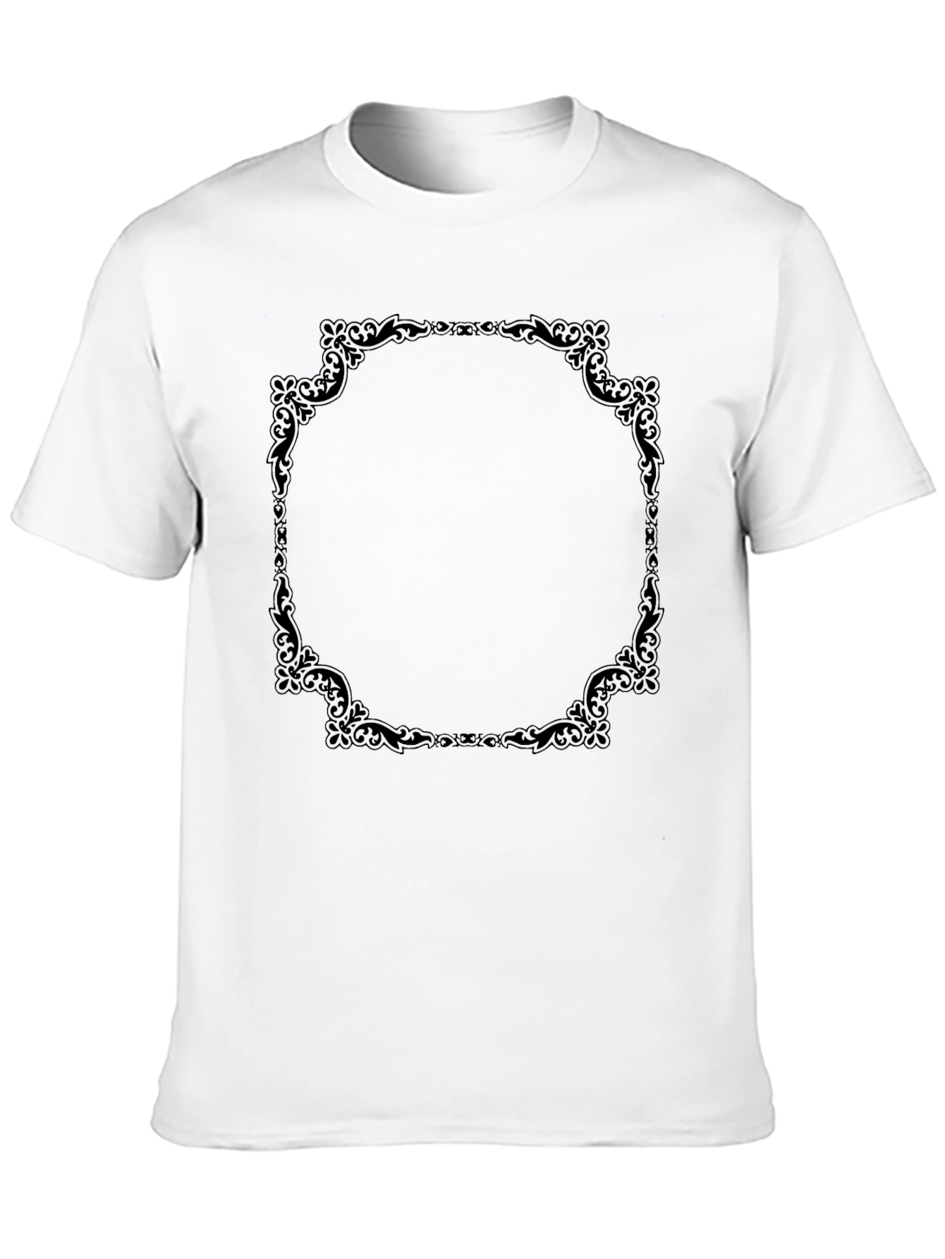 Elegant Black T-Shirt with Ornate Frame Design