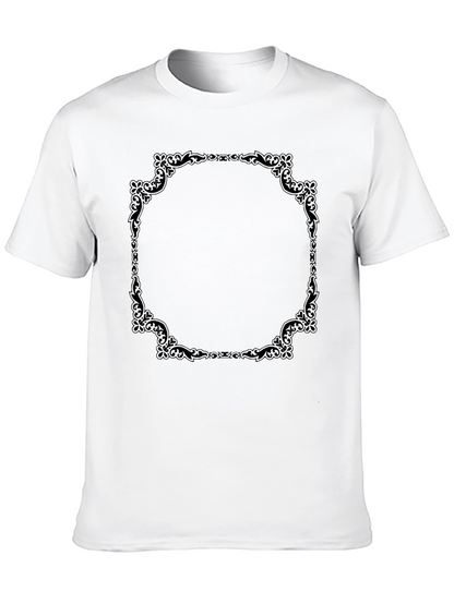 Elegant Black T-Shirt with Ornate Frame Design