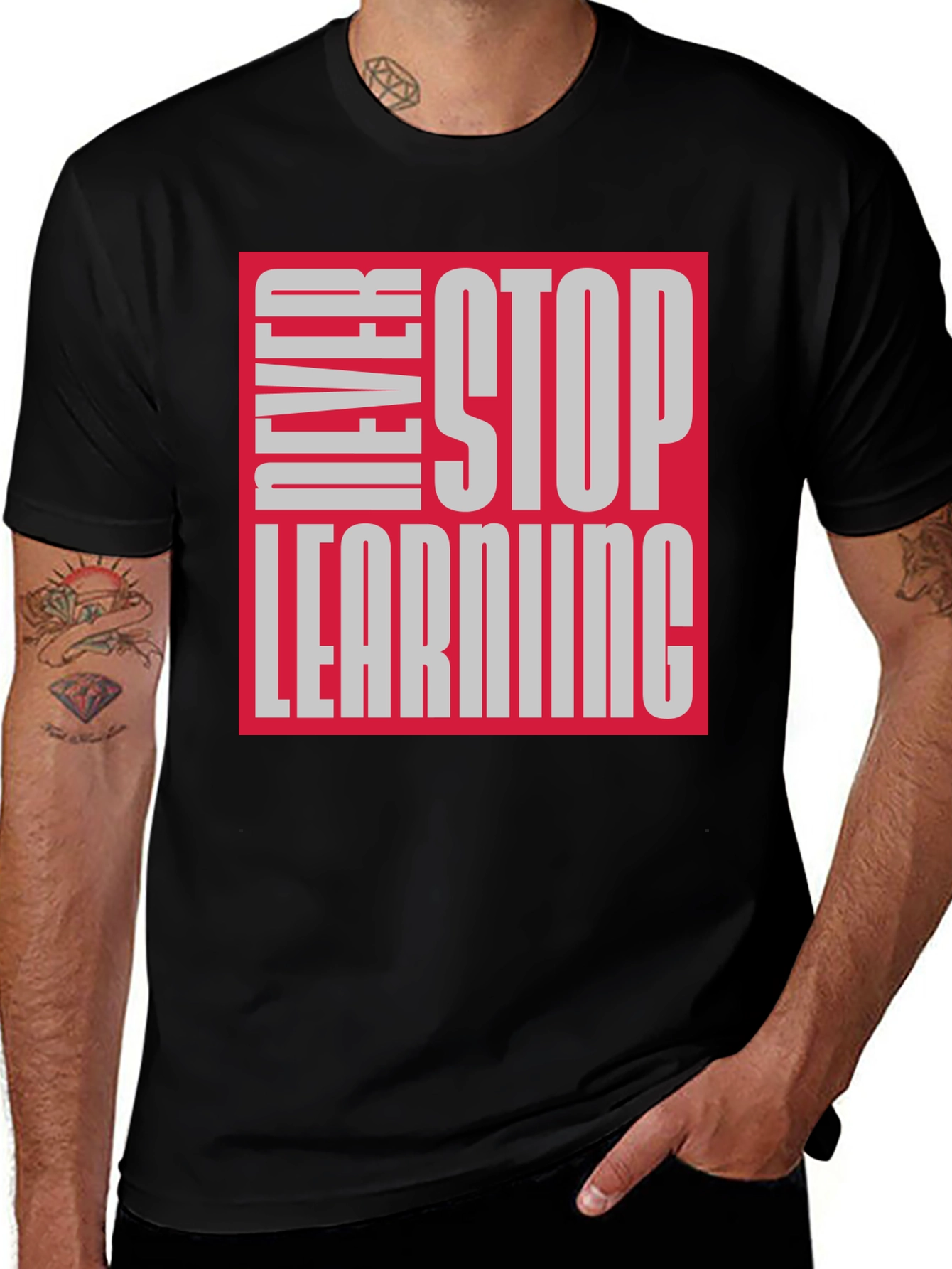 Never Stop Learning Graphic Tee - Black